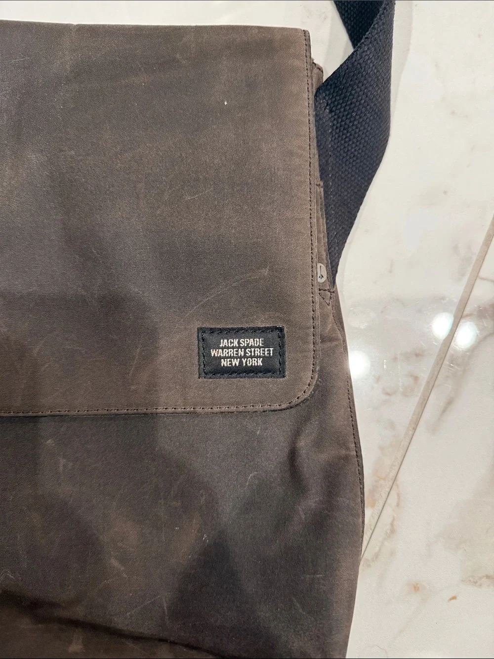 Jack Spade Brown Canvas Messenger with Black Strap